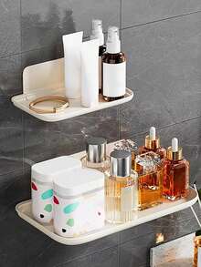 1 件可折叠壁挂式架子，浴室卫生间床边手机支架，无需钻孔收纳架，适用于宿舍 WiFi 路由器 - 白色 - 查看 2