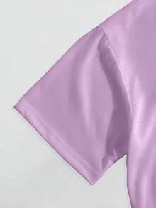 Camiseta gráfica "Girls Trip 2025", camiseta de vacaciones para mejores amigas, de tejido de punto suave de poliéster, diseño casual de cuello redondo y manga corta, gráfico lindo, perfecto para viajes de verano, top adorable para mujer - Morado - Ver 5