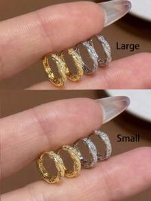 1 Đôi bông tai xoắn tối giản đính đá Zirconia, bạc sterling 925, bông tai trang trí hàng ngày dành cho nữ, trang sức tinh tế. - Hoa tai xoắn - Xem 2