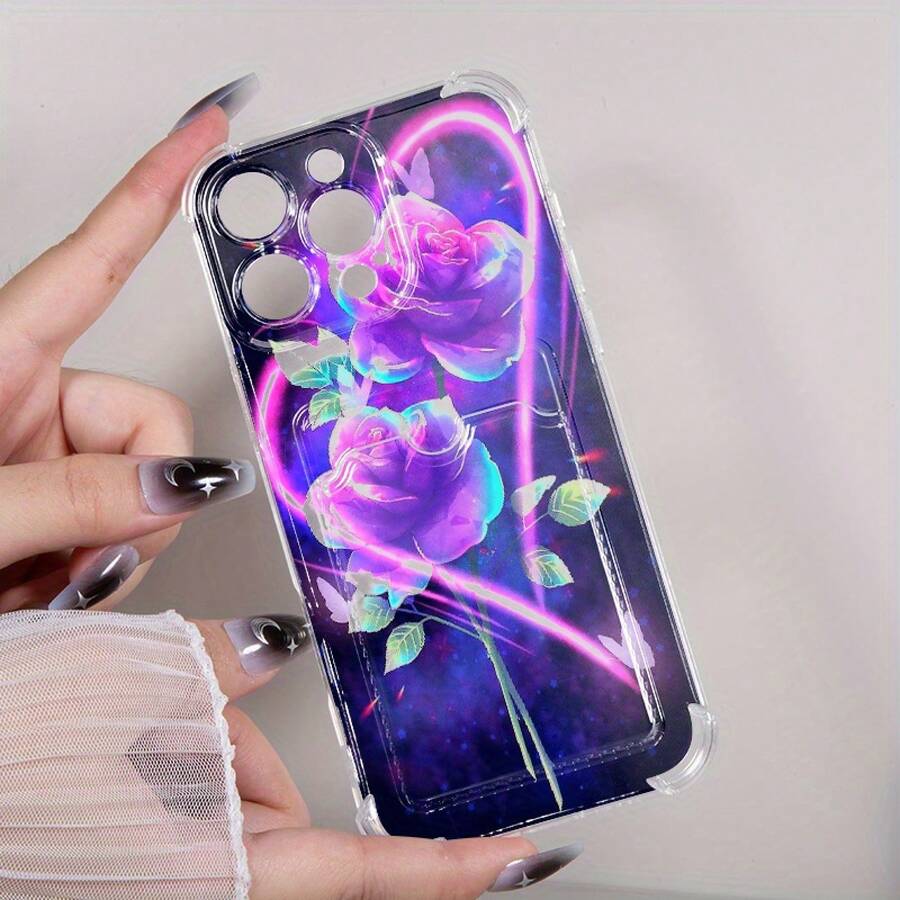 Funda para teléfono 1 pieza, diseño de patrón de acuarela, tarjetero impreso, funda para teléfono 14 Pro 11 15 16 Plus 12 13 TPU suave - Colores mixtos 1 - Ver 1