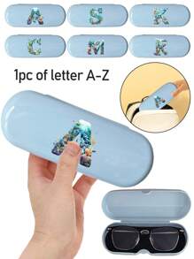 1 pieza Estuche de gafas de unicolor tipo Creamy/Monet, estuche de gafas con inicial de flores de margarita de letra A-Z con estampado en piel, diseño nuevo y sencillo, conveniente y portátil con función impermeable y antipolvo, estuche de gafas con dije de alfabeto para gafas de sol y anteojos, caja de almacenamiento de gafas con tapa, organizador portátil para mujeres y hombres, organizador y soporte de gafas de sol, estuche protector de gafas