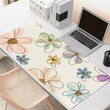 大型夏季花卉游戏鼠标垫 - 防滑橡胶底座桌面垫 - 35.4x15.7 英寸，时尚办公桌配件，适用于笔记本电脑、家用办公桌、游戏礼品、学习用品、返校季游戏鼠标垫、办公桌配件、办公用品、桌面垫