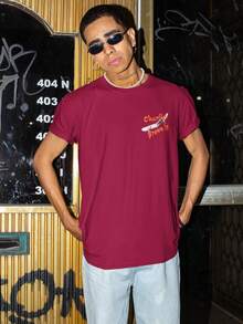 CBJR Basic T-Shirt With Crybaby Print - Burgundy - View 2