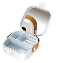 1 Jewelry Box With Mirror, Small Jewelry Box, Portable Travel Jewelry Box, Storage Box For Rings And Earrings