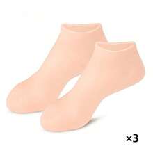 3只/2只/1只装硅胶保湿舒缓袜，高弹力压缩袜，可重复使用芦荟袜，女士防滑凝胶后跟袜，可搭配您喜爱的乳液和面霜使用 - 彩色 - 查看 17