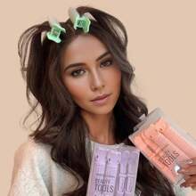 4 件套卷发器专业美容工具，丰盈卷发管，蓬松八字形丰盈夹，塑料发根空气刘海卷发夹卡，适合普通发质的手动卷发器，返校、旅行度假必备品，女士发饰