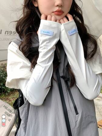 1 双女士雪纺防晒臂套，新款夏季宽松纯色防紫外线袖套，适合驾驶、骑行，浅黄色雪纺防晒臂套，百搭宽松薄款，新款秋季保暖臂套