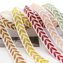 1 Yard ruy băng viền ren polyester Boho-Chic, rộng 2,5cm, băng dính họa tiết lá dùng để may quần áo và phụ kiện tự làm - Nhiều màu - Xem 9