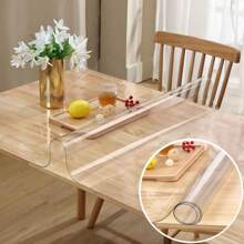 1.0mm Thick Transparent PVC Table Cover, High Quality Scratch-Resistant & Heat Resistant Table Cover, Protective Desk Mat, Suitable For Home, Hotel, Dining Table, Coffee Table, Household Use, Sea Freight, HOHOHJIE, School Supplies, Back To School
