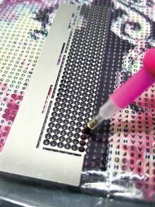 1 pieza Regla para pintura de diamantes, Regla de cuadrícula de diamantes de acero inoxidable 5D con 216 agujeros, 1 pieza Herramienta de fijación para pintura de diamantes, Adecuado para manualidades de pintura de diamantes DIY (1 Set) - Plateado - Ver 3