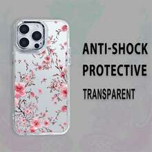 Pink Blossom Floral Print Element-Design Phone Case, Suitable For IPhone Models 16, 15, 14 Pro Max, 13, 12, 11, XR, XS Plus Phone Cases, Made Of TPU Silicone Material, Providing Shock And Drop Protection, With Drop Protection Function, And Has A Very Good Hand Feel. It Is The Most Suitable Gift For Family, Friends, And Loved Ones. - 無色 - 查看 3