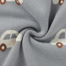 1pc Knitted Baby Car Pattern Comfortable Blanket, All Season - Grey - View 5