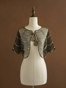 优雅亮片串珠披肩，饰以闪亮水钻，黑金配色，是婚礼和正式场合的完美配饰，尽显奢华气质，亮片点缀更添精致，亦可作为婚礼宾客披肩。 - 多色 - 查看 15