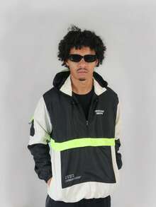 ANORAK URBAN CHAMELEON WINDCUT JACKET HOOD Autumn Spring Oversized Knot Zipper Men's - 霓虹綠 - 查看 1