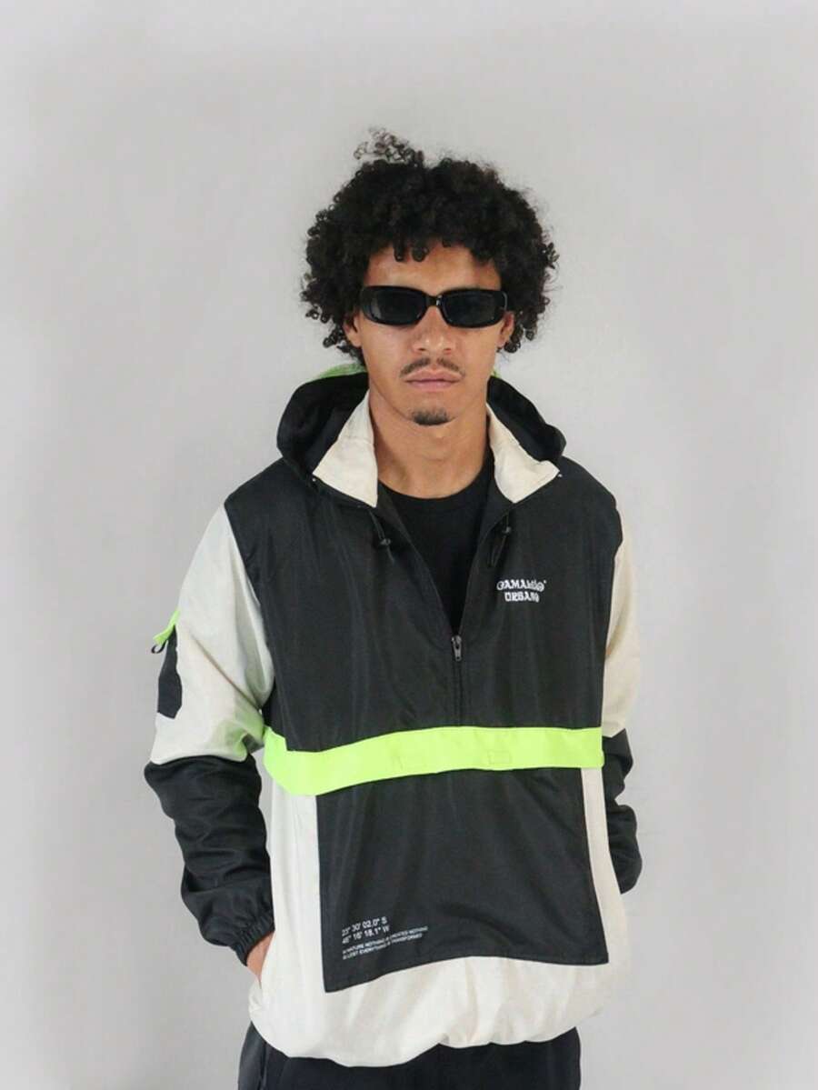 ANORAK URBAN CHAMELEON WINDCUT JACKET HOOD Autumn Spring Oversized Knot Zipper Men's - 霓虹綠 - 查看 1