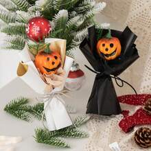 Spooky Mini Bouquet - Halloween Gift Set With Faux Pumpkins & Flowers For Party Decor