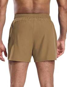 2 Pack Gym Shorts For Men Quick Dry Athletic Shorts With Brief Liner/Pockets For Running Workout Active, 3 Inch Inseam - 黑色/卡其色 - 查看 11