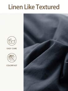 4 件/套 [100% 纯棉] 床单套件 易护理亚麻质感床上用品套件 床笠套件（1 件床单+1 件床笠+2 个枕套）床笠套件 特大号双人床尺寸 床单深口袋达 35 厘米，透气，更适合睡眠，简约风格，送给妈妈爸爸朋友的礼物 - 藏蓝色 - 查看 7