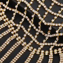 1 Pc Long Rhinestone Headpiece Cap 1920s Tassel Crystal Flapper Head Chain Gatsby Belly Dance Hair Accessories For Women - Vàng - Xem 5