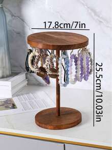 Soporte de madera natural de estilo simple con 18 agujeros para exhibir collares, colgantes, pulseras y joyería para escaparate de tienda de joyería - Multicolor - Ver 4