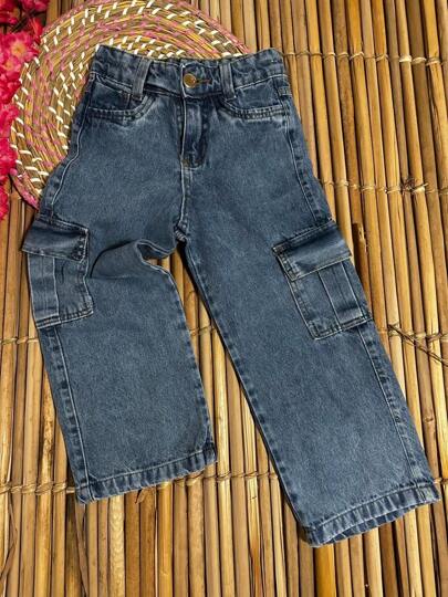 CALÇA FEMININA WIDE LEG CARGO INFANTIL PROMOÇÃO/MODA/FESTA/PASSEIO/MENINAS/