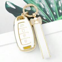 适用于现代汽车钥匙扣的耐用TPU保护套，适用于伊兰特GT、科纳、帕里斯帝、威纽、飞思等车型 - 四键设计，防摔防尘，精致高端钥匙包，女士适用 - 鑰匙圈24 - 查看 3