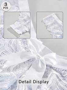 3-częściowe seksowne, słodkie, koronkowe stringi damskie z kokardką, półprzezroczysta bielizna z niskim stanem, czysty francuski, dojrzały urok, romantyczne majtki retro, lekkie, miękkie, wygodne, odpowiednie na prezenty do domu i na zewnątrz