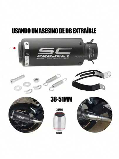 Silenciador de escape universal para motocicleta de boca redonda, cabezal de tubo de escape de acero inoxidable, adecuado para la mayoría de motocicletas ﻿