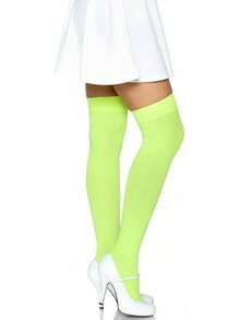 Women's Solid Hue Thigh Highs Puh6dian