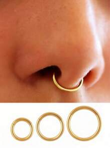 1 pieza Anillo de labio continuo de acero inoxidable, versátil y de moda