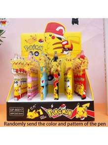 pokemon Pikachu Patch Druck Stift mit 0,5 mm schwarzem Kern, glatte Melodie mit hoher Ästhetik, Cartoon-Motiv, neutral [Stiftfarbe/-muster wird zufällig versendet], Schulmaterial, Rückkehr zur Schule