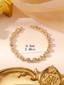 1 pulsera de lujo con incrustaciones de diamantes de imitación, adecuada para uso diario, fiesta y boda