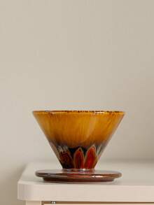 1pc Ceramic V60 Pour Over Coffee Dripper, Ceramic Drip Filter, Manual Coffee Ceramic Filter