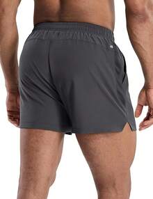 2 Pack Gym Shorts For Men Quick Dry Athletic Shorts With Brief Liner/Pockets For Running Workout Active, 3 Inch Inseam - Black/Dark Grey - View 10