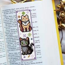 Conjunto de marcadores de ponto cruz com tema animal, 6 peças, faça você mesmo, arte, kit de costura, arte e artesanato com padrão fofo de gato perto da janela, inclui 6 tecidos estampados para ponto cruz, linhas de bordado suficientes, ferramentas e instruções em inglês, adequado para iniciantes adultos e amantes de artesanato, pode ser usado como planejador, marcadores de livro, decoração de casa - Multicolorido - Ver 5