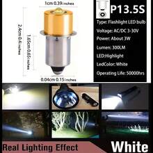 P13.5S PR2 大功率 LED 手电筒灯泡，DC 3V、DC4-26V 4.5V 6V 9V 12V 18V LED 升级灯泡，适用于 Maglite，3W 247LM 6000K 亮白，LED 转换套件，适用于 3 4 5 6 C/D 手电筒嵌入式照明