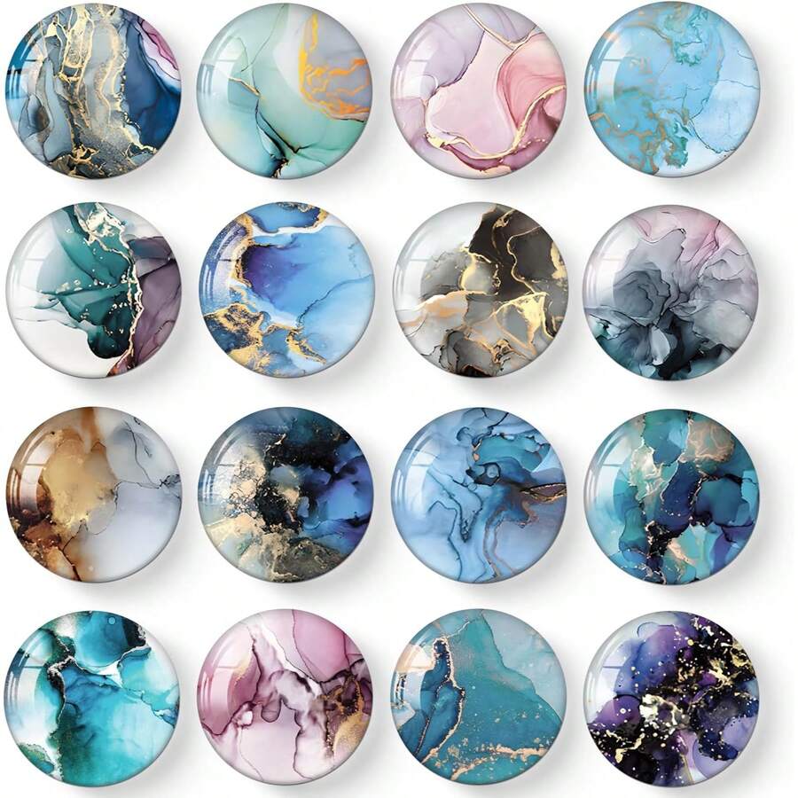 1/16 件大理石冰箱贴，大理石冰箱贴装饰，适用于冰箱、储物柜、白板、教室、办公室隔断（大理石） - 彩色 - 查看 1