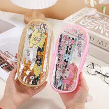 Sanrio Sanrio Hello Kitty, My Melody, Kuromi, Cinnamoroll, Pompom Purin Cartoon Pencil Case, Transparent Student Stationery Bag, PVC Cosmetic Bag, Cute School Office Supplies, Party Favor Gift,School Supplies,Back To School