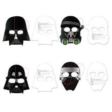 Star Wars 9pcs Star Wars Themed Birthday Party Supplies Mask Decoration, Halloween Costume Mask With Elastic Rope,Star Wars Black Samurai White Samurai Paper Mask, Halloween Party Dress Up Mask