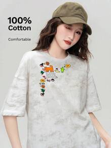 New Fashion Casual Versatile Round Neck Short Sleeve Women Cotton T-Shirt
