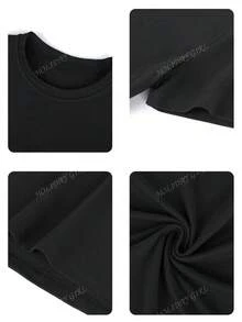 Camiseta de Verano para Mujeres con Estampado de Letras Personalizadas, Cuello Redondo, Camiseta de Media Manga a la Moda y Versátil con Estampado de Cielo Estrellado de Van Gogh Camisetas Gráficas Mujeres Top Rosa Top Blanco Top Negro - Negro - Ver 3