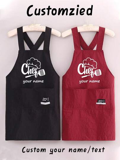 1pc Customized Waterproof Apron, Personalized With Text And Photos, Funny Cooking Kitchen Apron, Customizable Logo And Text, Ideal Gift For Valentine's Day, Father's Day, Mother's Day, Birthday, Anniversary - Unique Gift For Women, Chefs, Moms, Dads, Husbands, Girlfriends, Boyfriends, Wedding (Men/Women), Washing Gloves