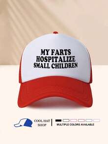 酷炫复古风格棒球帽，弧形帽檐，Farts 字母印花破洞卡车司机帽，男女通用棒球帽，适合休闲户外运动，遮阳 - 海綿帽 - 查看 12