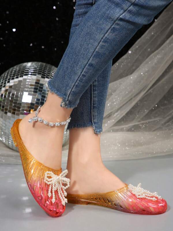 New Summer Butterfly Decor Slide Sandals For Women, Flat Rubber Casual Fashion Platform Slippers