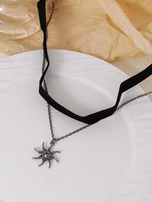 1 件复古旭日吊坠项链，哥特式颈链，适合女士、日常和派对配饰