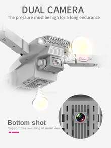 E88, Control remoto de iluminación, Drone, Cámara dual de alta definición, Fotografía aérea, Quadcopter, Plegable, Modelo de avión - Multicolor - Ver 4