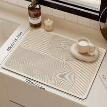 1pc Minimalist Dish Drying Mat, Slip Resistant Kitchen Draining Mat, Quick Dry Sink Mat, Suitable For Use With Dish Rack,Non-Slip Kitchen Mats For Sink Side, Natural And Hygienic Kitchen Essential For Home And Kitchen Room Decor, Part Of Your Cozy Fall& Winter Styles And Christmas Decorations - Multicolor 1 - View 4