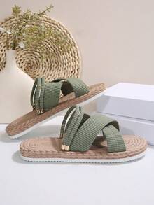 全新时尚加大码波西米亚风百搭户外室内平底沙滩凉鞋拖鞋，Y2K 街头服饰 - 藍色 - 查看 6