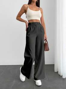 Sily Moda Women's Tailored Trousers With Italian Crossover Zip Detail - màu đen - Xem 2