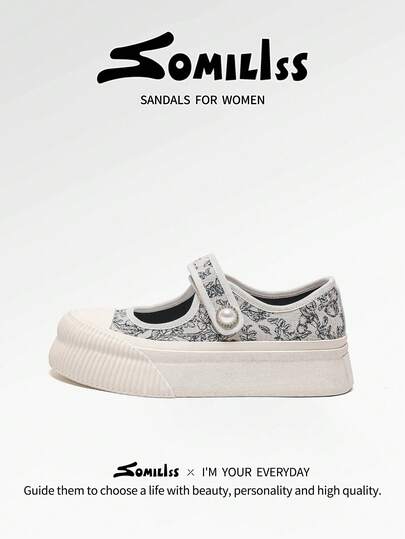 somiliss 1 par de sandalias deportivas para mujer, zapatos casuales de estilo chino con bordados de moda, livianos y cómodos para caminar al aire libre, plataforma de 5 cm, adecuados para faldas, color negro, nueva colección de verano